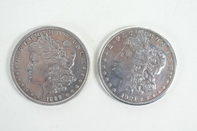 Lot 103 - Two USA silver dollars, one dated 1888 the...