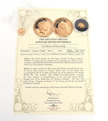 Lot 110 - The Greatest Briton 22ct gold quarter...