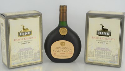 Lot 373 - Two bottles of Hine rare and delicate fine...