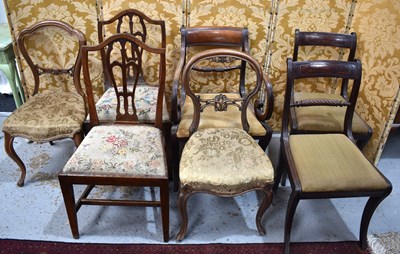 Lot 512 - A group of Victorian and later dining chairs,...