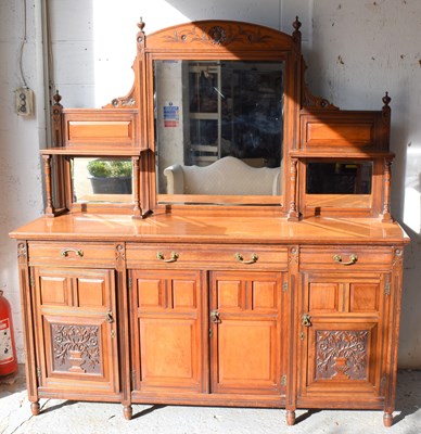 Lot 540 - An antique Maple & Co oak mirror back...