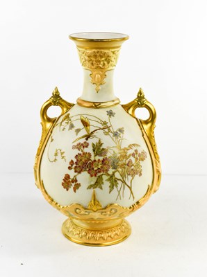 Lot 154 - A Royal Worcester blush ivory vase, decorated...