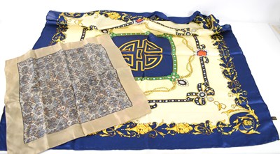 Lot 252 - A vintage Hermes style silk scarf with pearls...