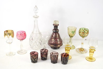 Lot 153 - A group of Bohemian drinking glasses to...