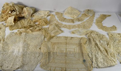 Lot 262 - A collection of antique lace and embroidered...