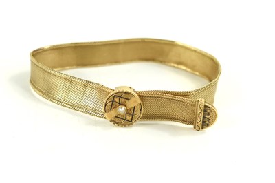 Lot 166 - A gold (tested as 18ct) bracelet of mesh form,...