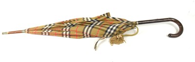 Lot 254 - A vintage Burberry parasol, Burberrys brass...