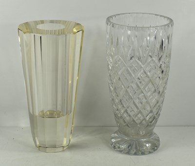 Lot 141 - A Baccarat style heavy glass faceted vase,...