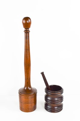 Lot 17 - A 19th century treen potato masher, with a...