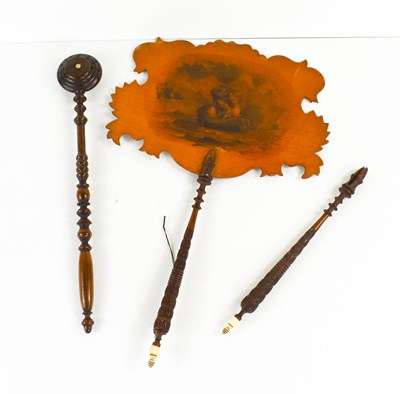 Lot 24 - An 18th century walnut feather fan handle...