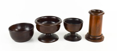 Lot 45 - Four pieces of treen, to include a cylindrical...