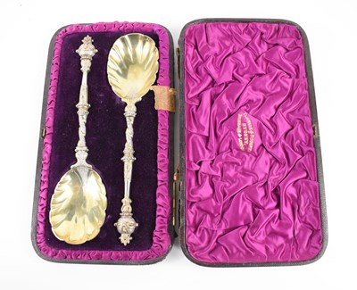 Lot 434 - A pair of silver gilt spoons with orb and...