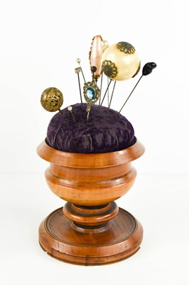 Lot 58 - A 19th century treen pin cushion stand, with...