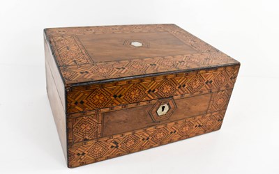 Lot 75 - A 19th century Tunbridgeware work box, the lid...