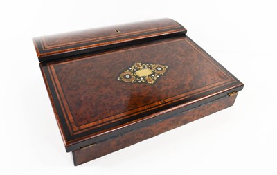 Lot 79 - A 19th century writing box, the burr veneered...