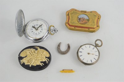 Lot 136 - A silver pocket watch together with a later...