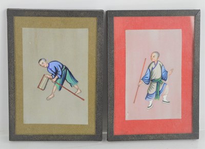 Lot 93 - A pair of Japanese gouache on pith paper...