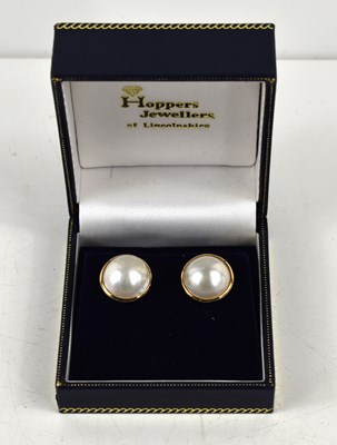 Lot 88 - A pair of blister or half pearl earrings,...