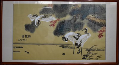 Lot 191 - A mid 20th century Japanese painting on silk...