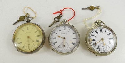 Lot 312 - Three Victorian pocket watches; two silver A W...