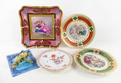 Lot 126 - A Vienna porcelain fish, two plates, a Dresden...