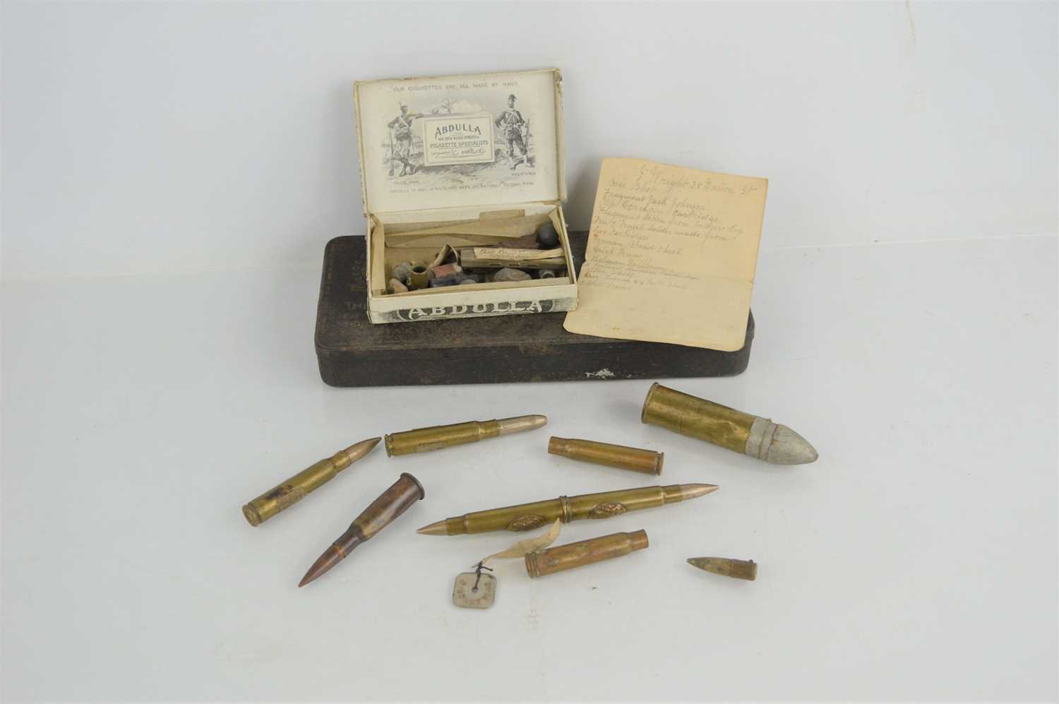 Lot 442 - A group of WW1 battlefield relics and trench...