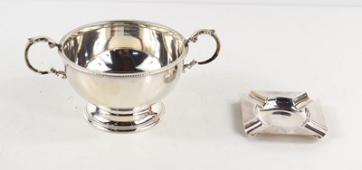 Lot 364 - A silver twin handled pedestal bowl together...