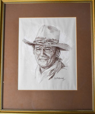 Lot 178 - Terry Sherbourne, portrait of John Wayne,...