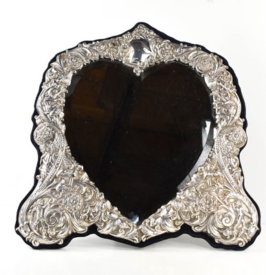 Lot 419 - A fine & impressive silver heart form mirror,...