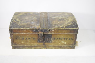 Lot 90 - An antique Schaw's Hospital metal trunk with...