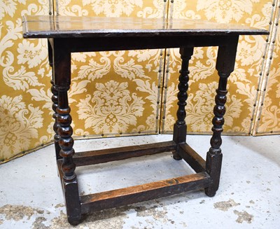 Lot 296 - A 17th century oak side table, with bobbin...