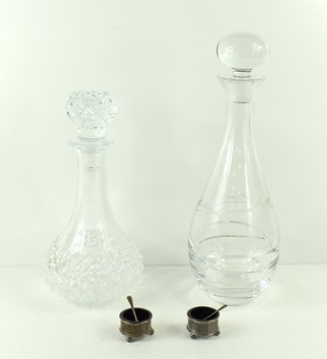 Lot 130 - Two crystal glass decanters, one having a...