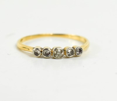 Lot 17 - A 9ct gold and diamond ring, set with five old...