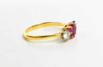 Lot 4 - A 9ct gold, diamond and pink sapphire ring,...