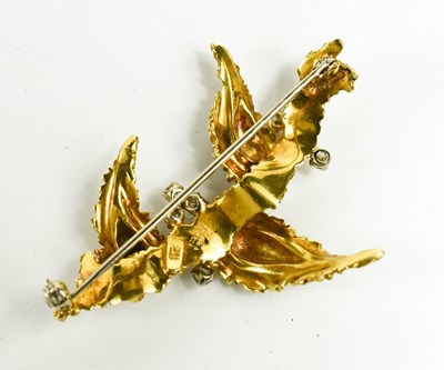 Lot 3 - An 18ct gold, diamond and enamel brooch, in a...