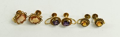 Lot 27 - Three pairs of earrings: a pair of 9ct gold...