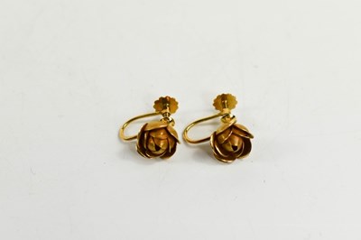 Lot 31 - A pair of 9ct gold flower head form earrings,...