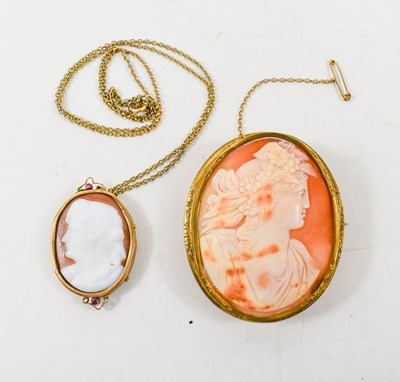 Lot 45 - Two 19th century cameo portraits, one...