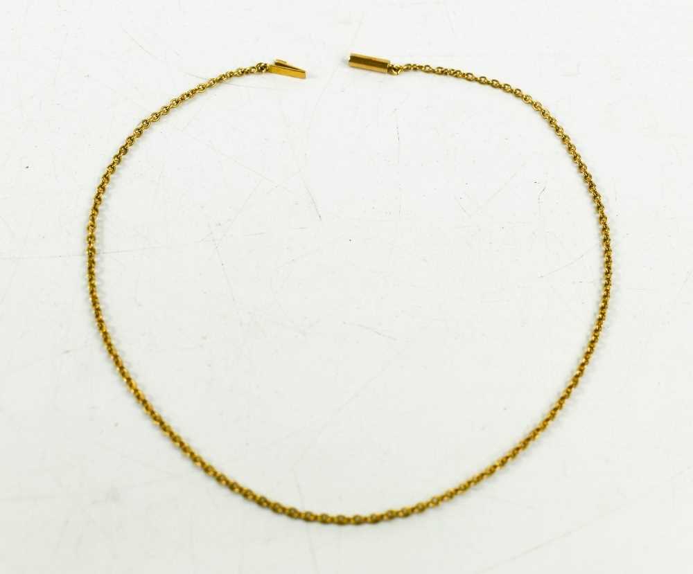 Lot 47 - A 15ct gold chain link necklace, with barrel...