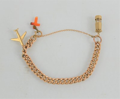 Lot 170 - A 9ct gold charm bracelet with safety chain...