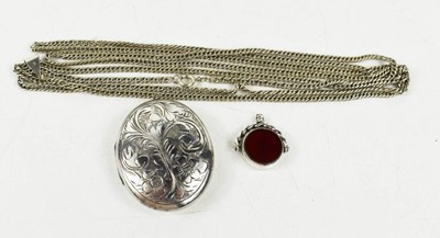 Lot 208 - A silver close curb link Albert or chatelaine...