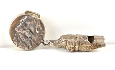 Lot 228 - A novelty silver whistle pendant in the form...