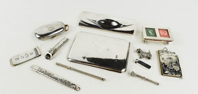 Lot 229 - A group of silver accessories including a card...