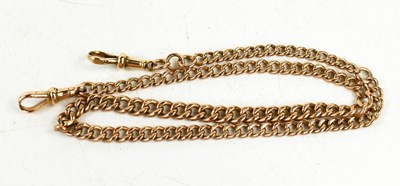 Lot 133 - A 9ct gold curb link Albert with two crab claw...