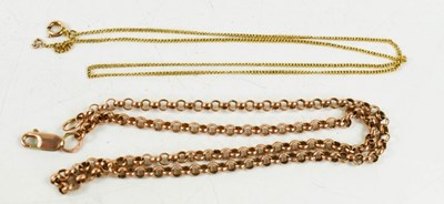 Lot 96 - A 9ct gold belcher link chain, 41cm long,...