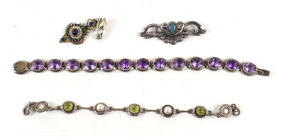 Lot 186 - A silver and amethyst set bracelet, a 19th...