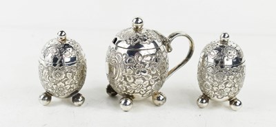 Lot 369 - A Victorian silver cruet set comprising a pair...