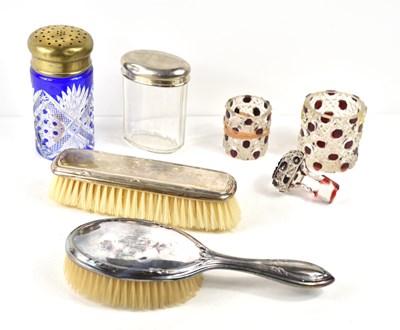 Lot 198 - A silver handled hair and clothes brush...