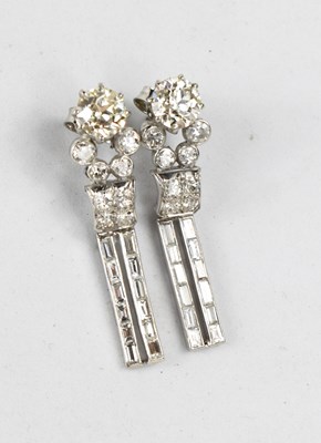 Lot 25 - A pair of Art Deco18ct white gold and diamond...