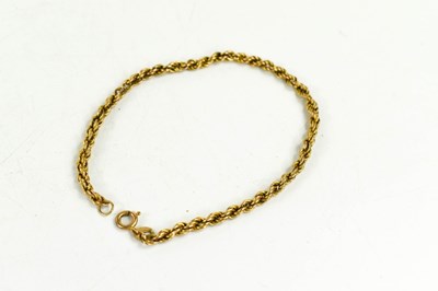 Lot 241 - A 9ct gold rope twist bracelet, 20cm long, 2.5g.